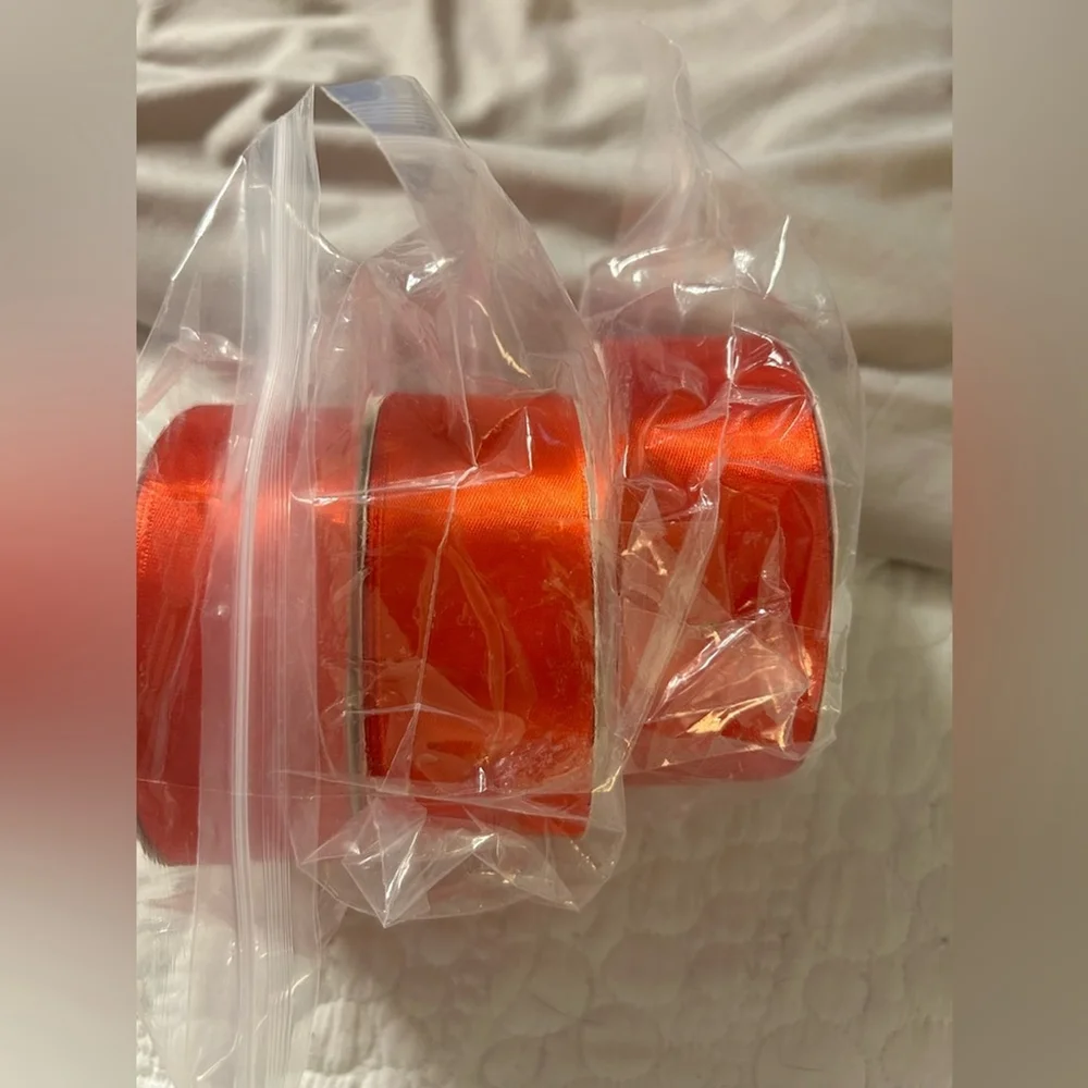 NEW Pk of 3 Red Satin Ribbon Double Faced Satin 1-1/2”x 50 Yd Wrapping Bow